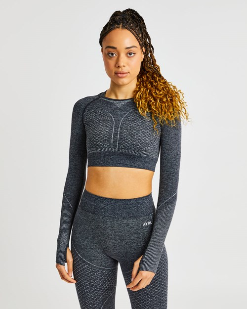 AYBL Impact Seamless Long Sleeve Crop Top Negros | KUJSQMP-90
