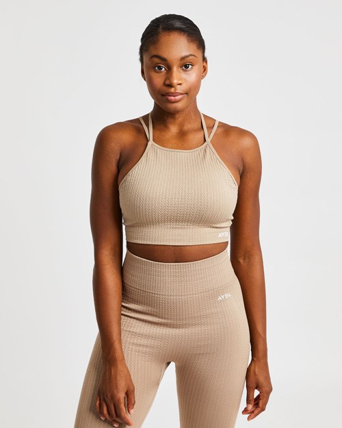 AYBL Luxe Seamless Crop Tank Top Mocha | VXIMSLA-46