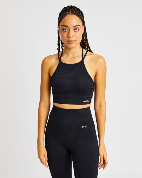 AYBL Luxe Seamless Crop Tank Top Negros | HOIXZEK-69