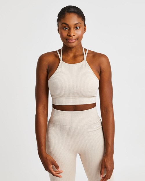 AYBL Luxe Seamless Crop Tank Top Sand | IOUWBMQ-63