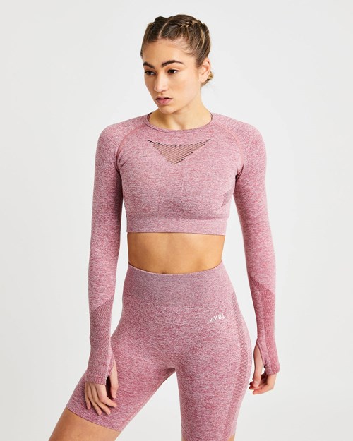 AYBL Motion Seamless Long Sleeve Crop Top Rojos | DXGMLZB-70