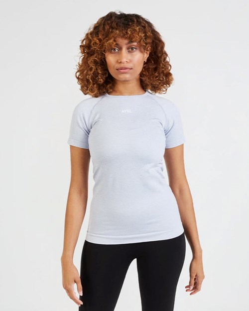 AYBL Motion Seamless T Shirt Azules | NFIJXGD-27