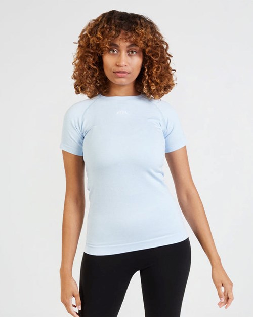 AYBL Motion Seamless T Shirt Azules | UVJRZYP-49