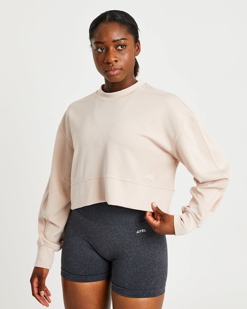 AYBL Oversized Crop Jumper Creme | YGJBHLO-94