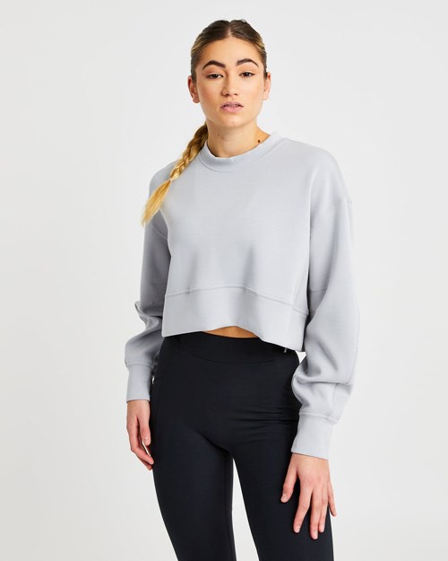 AYBL Oversized Crop Jumper Grises | YPWZUCO-53