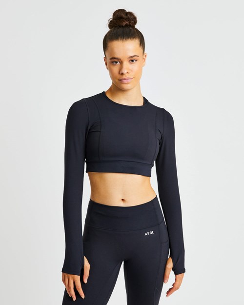 AYBL Pace Long Sleeve Crop Top Negros | TRJGZME-12