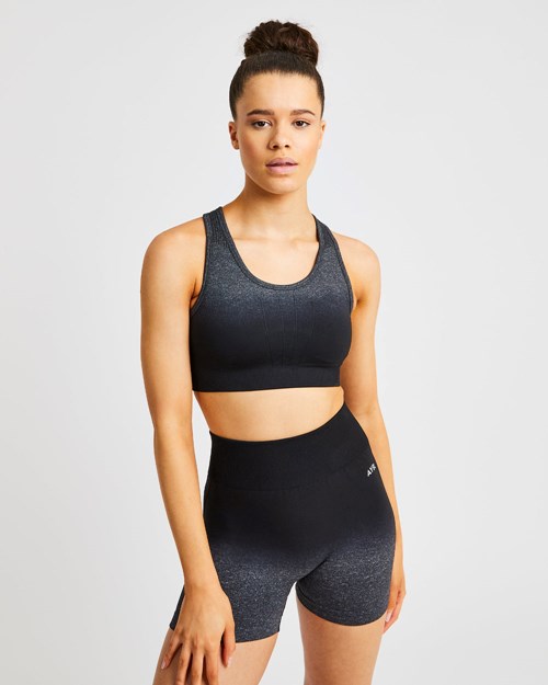 AYBL Pulse Ombré Seamless Sports Bra Black/Grey | QNLXVRP-94