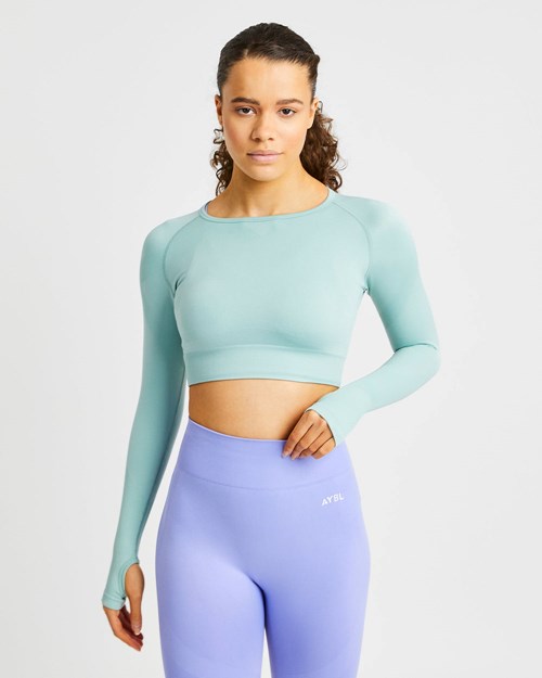 AYBL Reform Seamless Long Sleeve Crop Top Verdes | LSJMPVI-64
