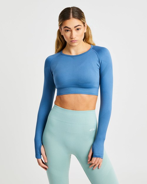 AYBL Reform Seamless Long Sleeve Crop Top Azules | OTIRZYC-32