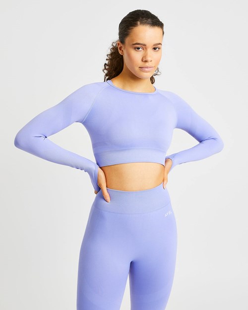 AYBL Reform Seamless Long Sleeve Crop Top Morados | ZQYSDIN-84