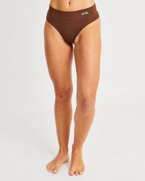AYBL Seamless High Rise Tanga Marrom | DQJSNZY-71
