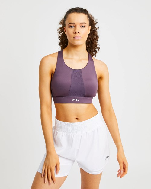 AYBL Sportive High Neck Sports Bra Morados | EGZQJVP-05