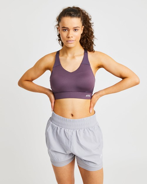 AYBL Sportive Open Back Sports Bra Morados | YMLDNTP-57