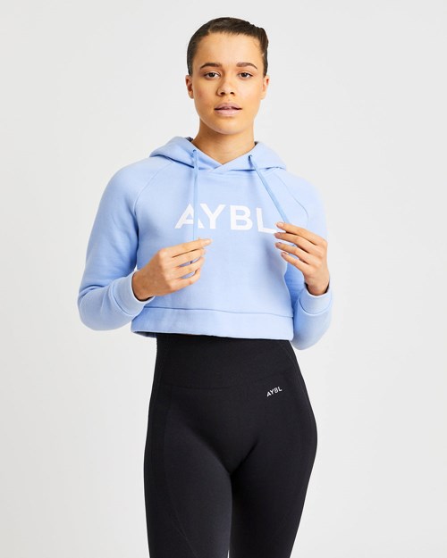 AYBL Staple Crop Hoodie Azules | HZFUDAL-13