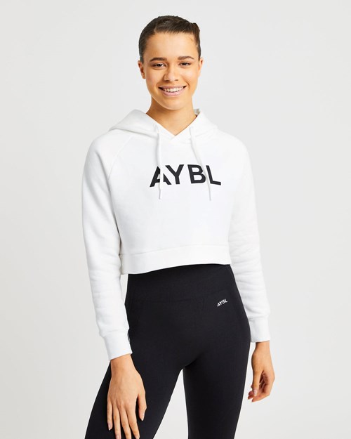 AYBL Staple Crop Hoodie Blancos | SBJEAUP-15