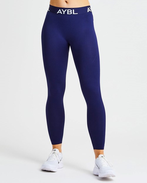 AYBL Staple Seamless Low Rise Leggings Azul Marino | NUWQIPJ-38