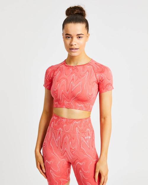 AYBL Velocity Seamless Crop Top Coral | ZEJGPAF-74