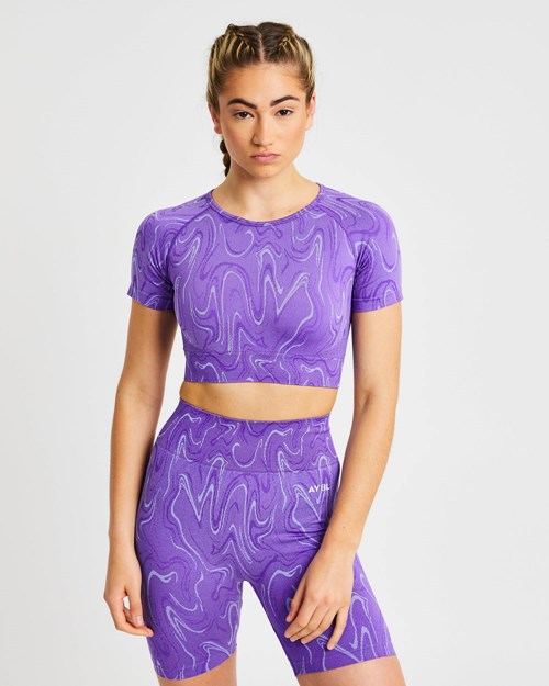 AYBL Velocity Seamless Crop Top Morados | ABISEMJ-03