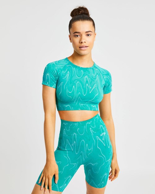AYBL Velocity Seamless Crop Top Turquesa | QFGYAVR-43